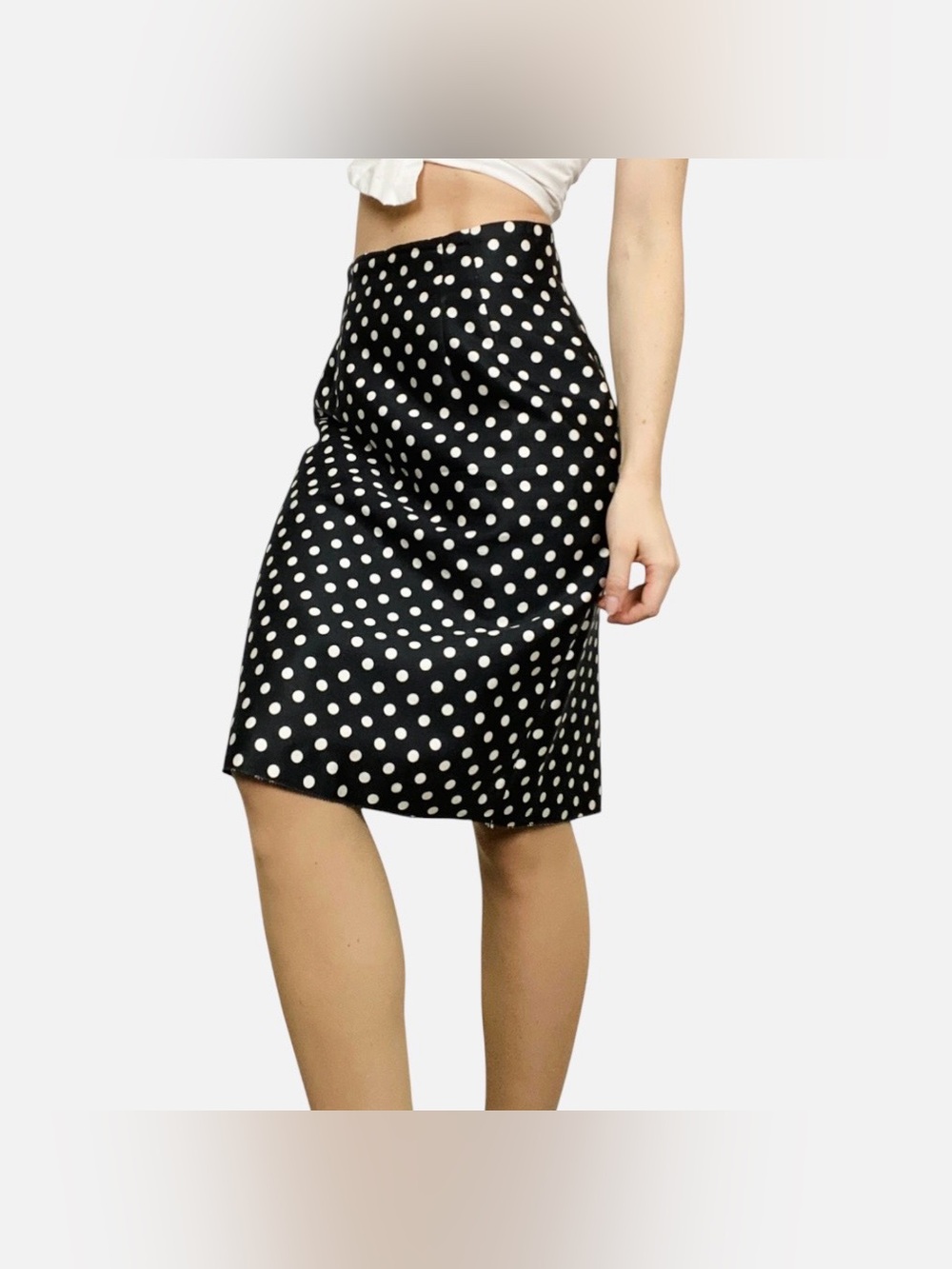 VINTAGE Kay Unger Silk Blend Polka Dot High Waist Classic Preppy Pencil Skirt
